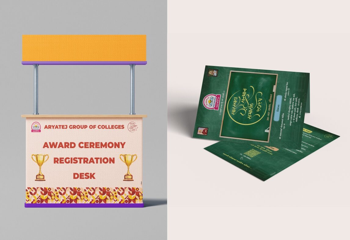 Award Ceremony design, Registration Desk, Custom Stall Counter, Printed Event Material Design, Invitation Card Design, Event Invitation
