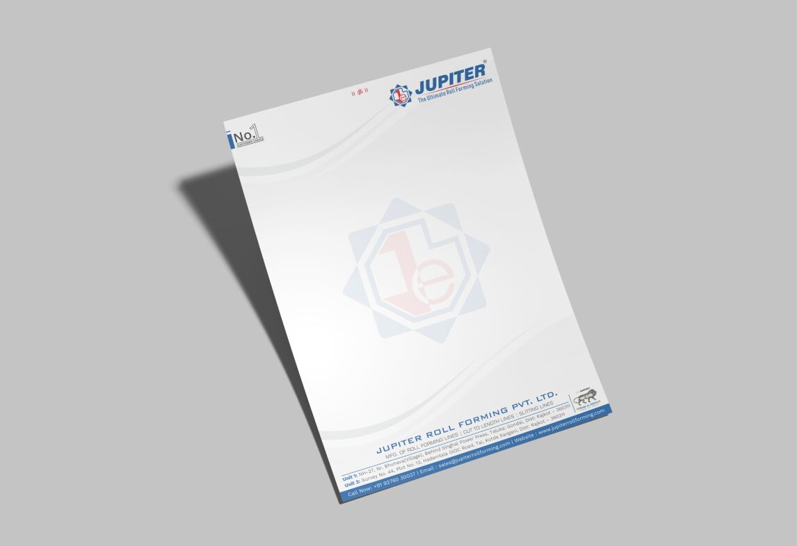 Industrial letterhead design, minimal letterhead design, custom letterhead printing, professional letterhead design
