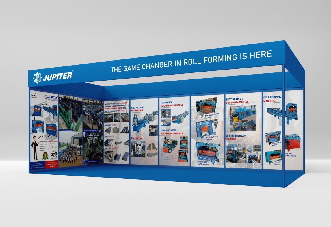 Stall design in Rajkot for industrial expo, Gujarat-based exhibition stall designer, 3D stall design, Corporate event stall