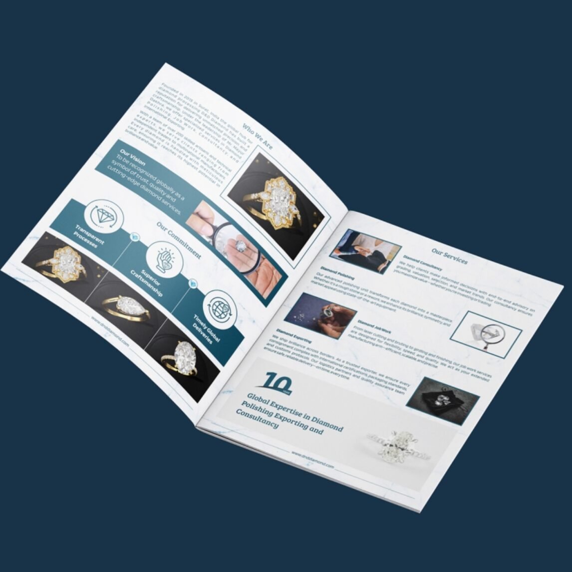 diamonds company brochure design, diamond company catalogue design, premium diamond brochure layout
