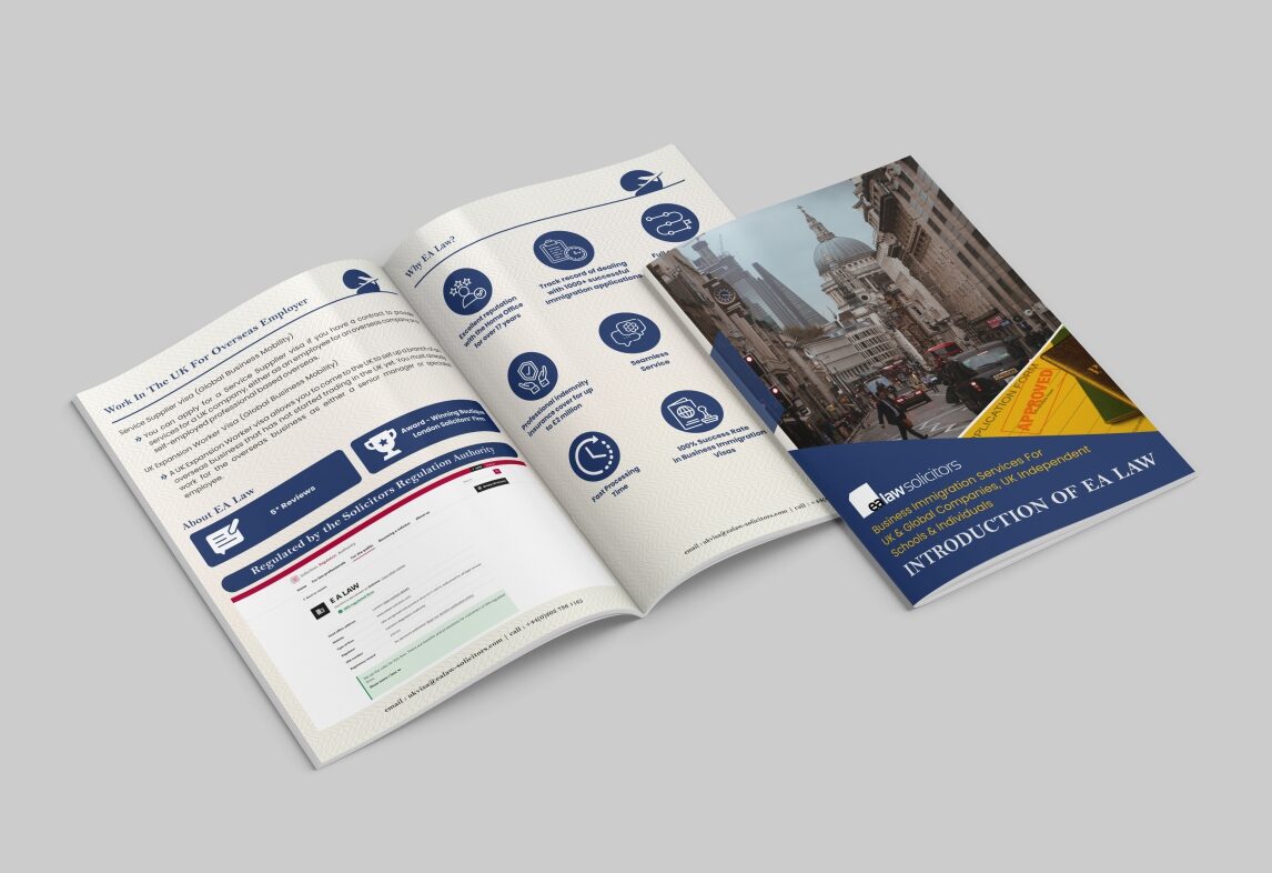 Business Visa Brochure Design UK, Corporate Visa Services Brochure, Brochure Design, Marketing Material Design in UK, Legal Services Brochure Design