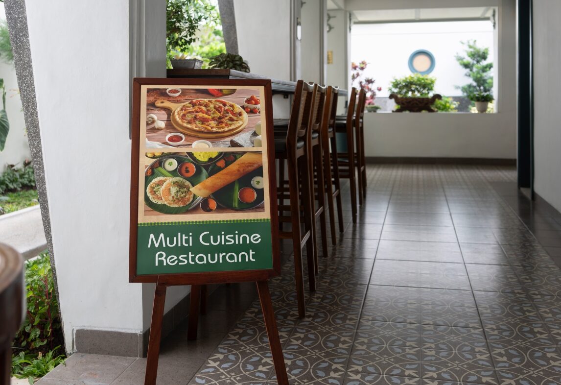 Hotel menu design, Resort signage design, Pole board design, Dwarka resort signage design, Best Branding Agency in Gujarat