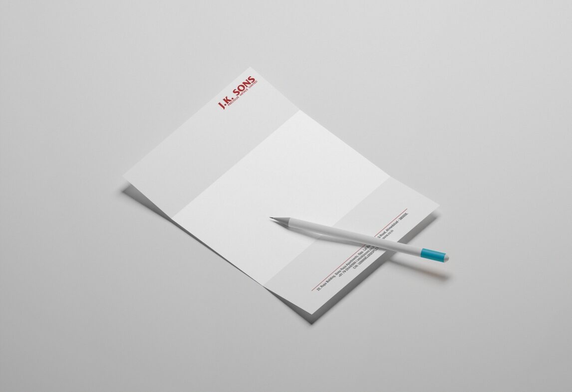 Minimal letterhead Design, custom letterhead printing, professional letterhead design in rajkot, Stationery design & printing agency in rajkot, visiting card design in Rajkot, Corporate stationery design service
