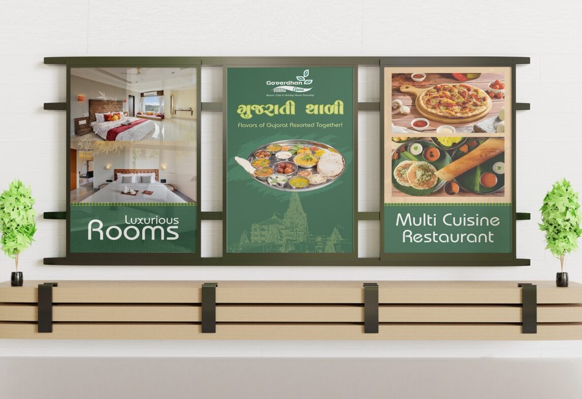 Hotel menu design, Resort signage design, Pole board design, Dwarka resort signage design, Best Branding Agency in Gujarat