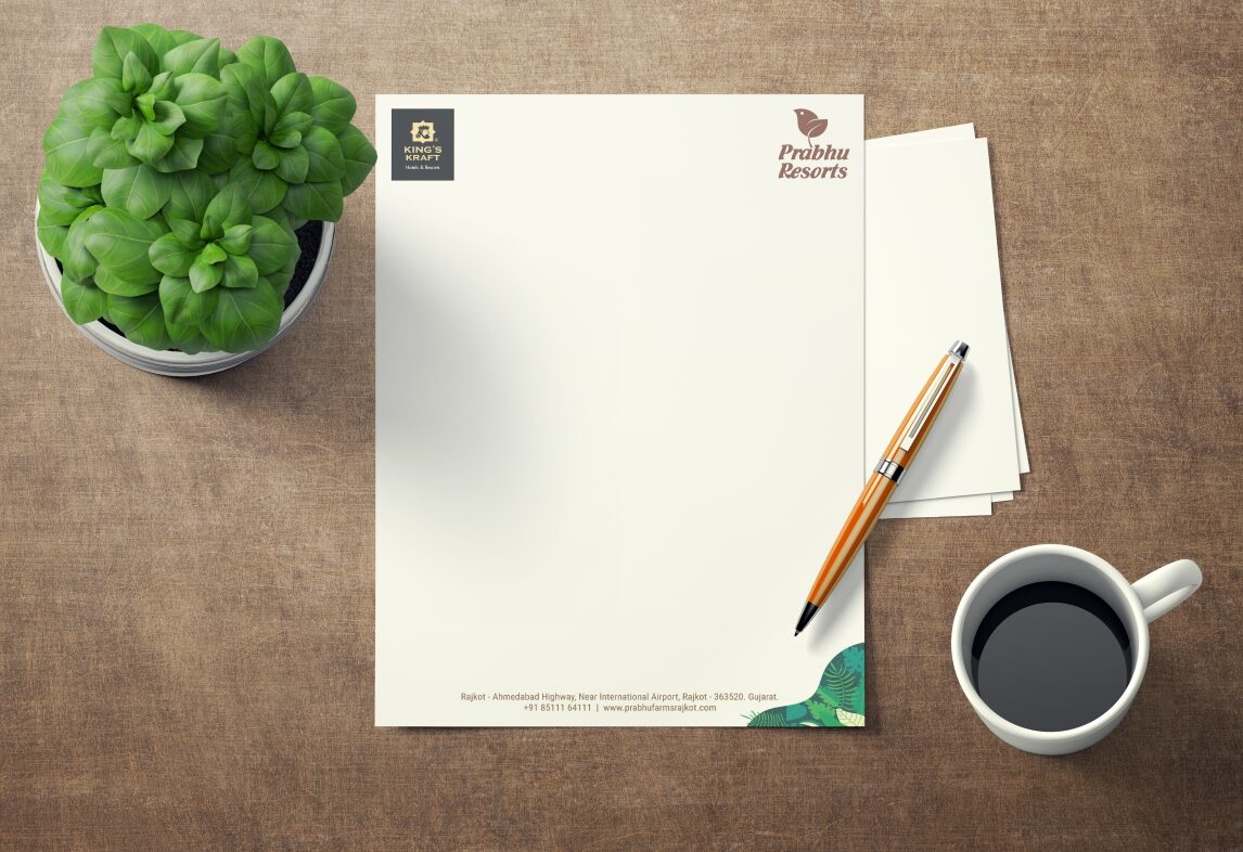 Minimal letterhead Design, custom letterhead printing, professional letterhead design in rajkot, Stationery design & printing agency in rajkot, visiting card design in Rajkot, Corporate stationery design service