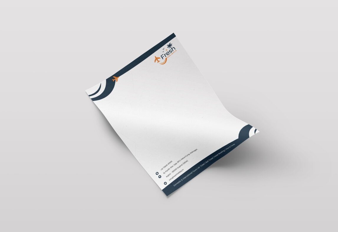 Minimal letterhead Design, custom letterhead printing, professional letterhead design in Rajkot