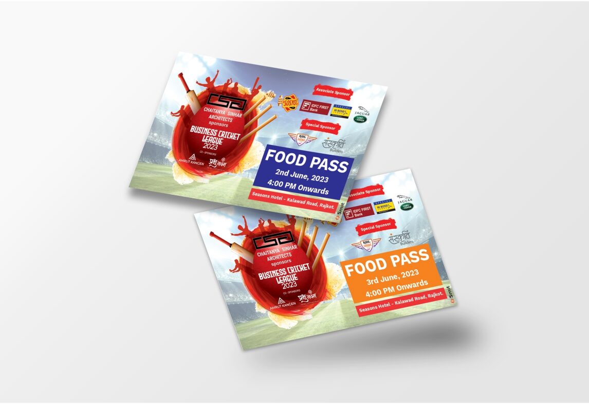 Event pass, Event pass design, Event pass printing, event marketing material design, exhibition management company in Gujarat